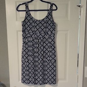 Jude Connally Blue and White Sleeveless Midi Sundress